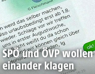 Ausdruck des SMS-Verkehrs zwischen ÖVP-Pressesprecher Gerald Fleischmann und Peter Puller