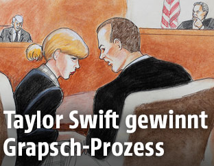 Zeichnung von Taylor Swift im Gerichtssaal