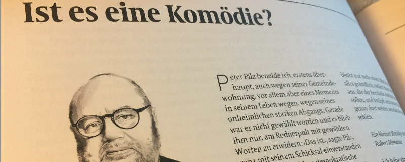 Seite aus der Zeitschrift "Datum" mit Bild von Franz Schuh