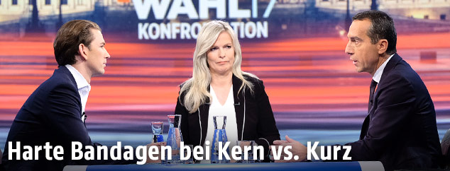 Christian Kern (SPÖ) und Sebastian Kurz (ÖVP) im ORF-Wahlstudio
