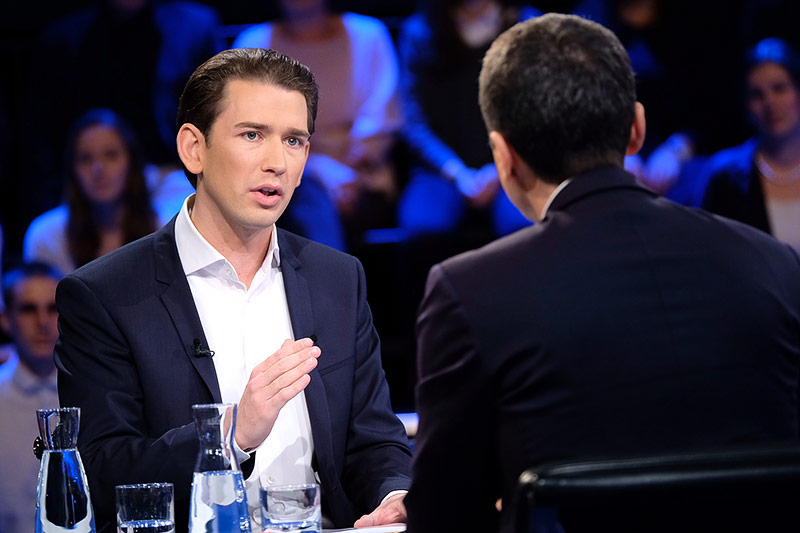 © ORF/Hans Leitner ÖVP-Chef Sebastian Kurz im ORF-Wahlstudio