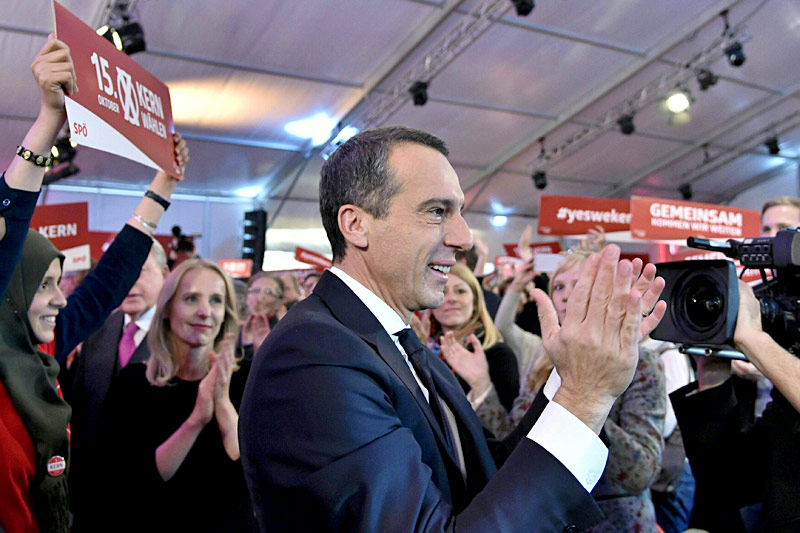 © APA/Hans Punz Bundeskanzler Christian Kern bei der Wahlkampfabschlusskundgebung der SPÖ in Wien