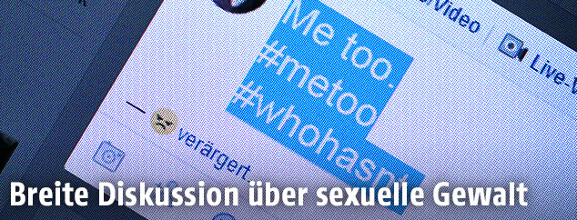 Facebook-Profil mit den Hashtags "#metoo" und "#whohasnt" in Statuszeile