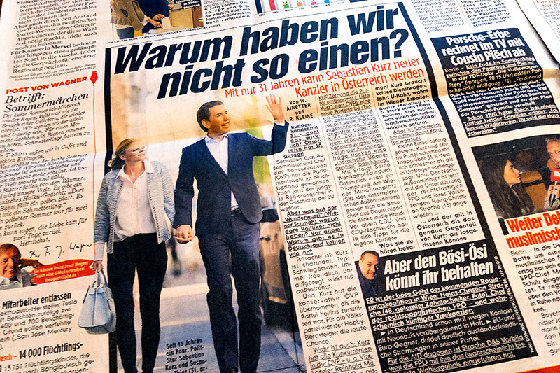 © ORF.at Foto des Artikels der Bild-Zeitung über den Wahlerfolg von Sebastian Kurz