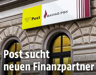Post- und Bawag-Schild