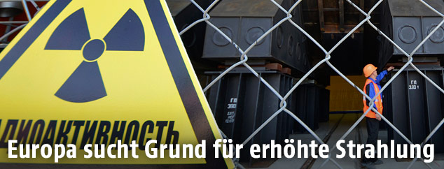 Warnschild in russischer Aufbereitungsanlage für Atommüll
