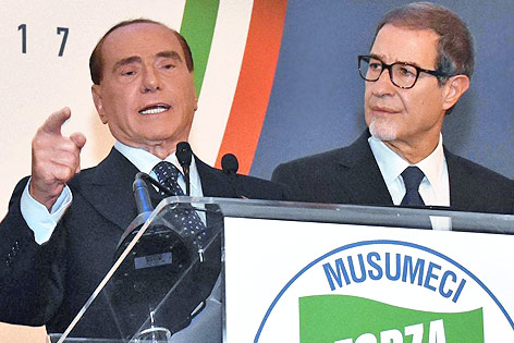 © AP/ANSA/Orietta Scardino Silvio Berlusconi und Nello Musumeci