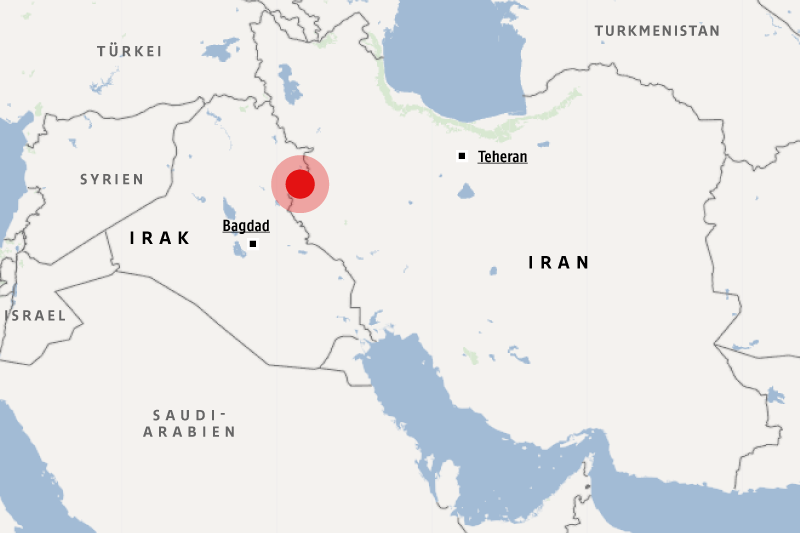© OSM/ORF.at Karte zeigt das Epizentrum des Bebens im Irak