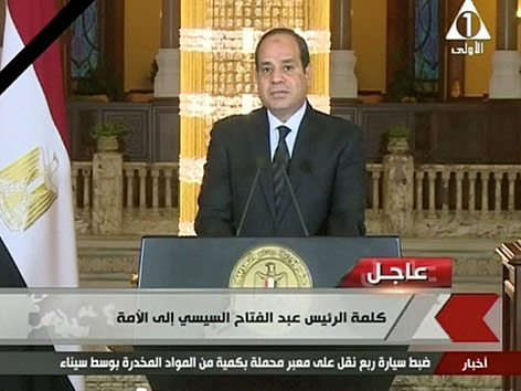 Ägyptens Präsident Abdel Fattah al-Sisi bei einer Ansprache im Fernsehen