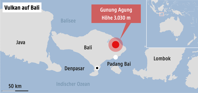 © Grafik: ORF.at/APA; Quelle: APA Karte von Indonesien mit Schwerpunkt Bali
