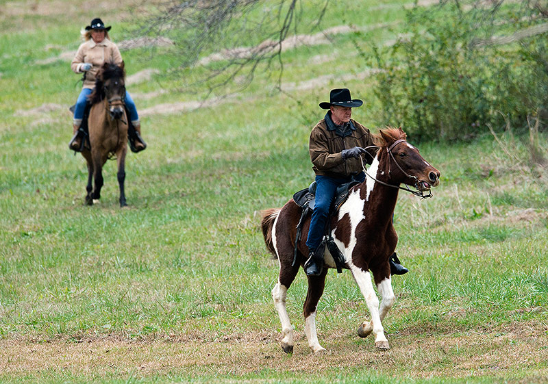 © APA/AP/The Montgomery Advertiser/Albert Cesare
Der republikanische Kandidat Roy Moore und seine Frau Kayla Moore reiten auf dem Pferd zur Wahl