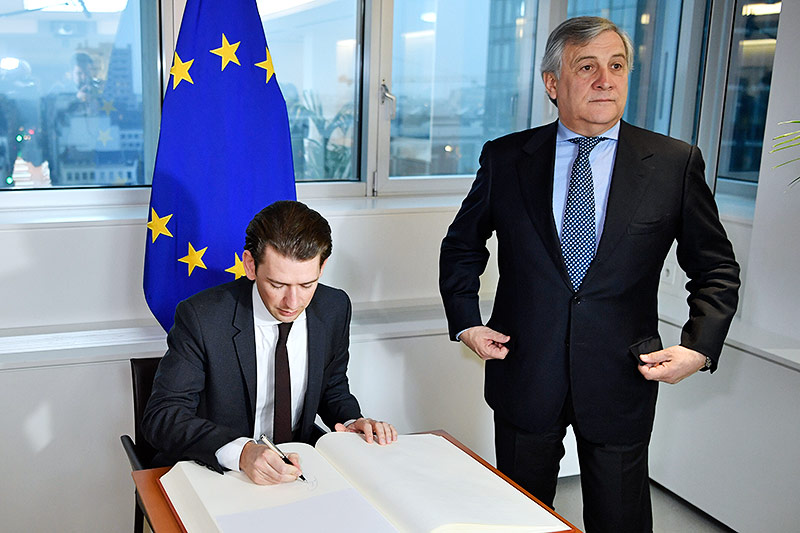 © APA/Hans Klaus Techt Bundeskanzler Sebastian Kurz zu gast bei Präsident des Europäischen Parlaments Antonio Tajani