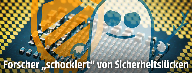 Prozessor mit Meltdown- und Spectre-Logos