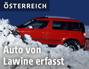 Von Lawine verschobenes Auto