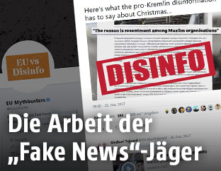 Screenshot der Twitter-Seite von EUvsDisinfo zeigt die Aufschrift "DISINFO"