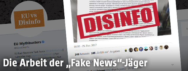 Screenshot der Twitter-Seite von EUvsDisinfo zeigt die Aufschrift "DISINFO"
