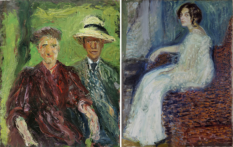 © Leopold Museum, Wien, Inv. 645; Leopold Museum, Wien, Inv. 650 Richard Gerstl, Paar im Grünen, 1908; Richard Gerstl, Bildnis Henryka Cohn, 1908