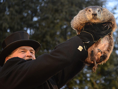 John Griffiths mit Murmeltier Phil