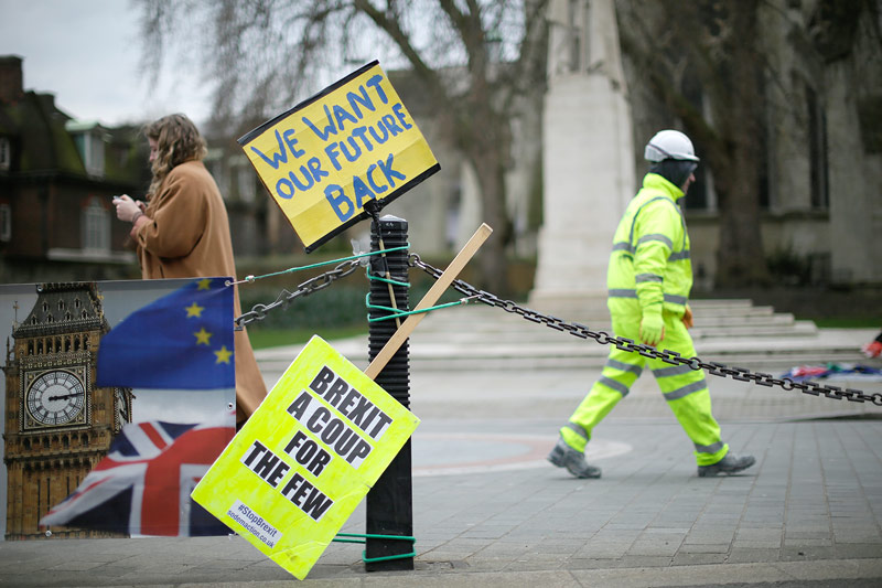 Plakate gegen den EU-Austritt in London