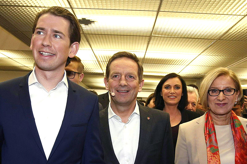 © APA/Gert Eggenberger Bundeskanzler Kurz, Kärntner Spitzenkandidat Benger, Ministerin Köstinger und Landeshauptfrau Mikl-Leitner