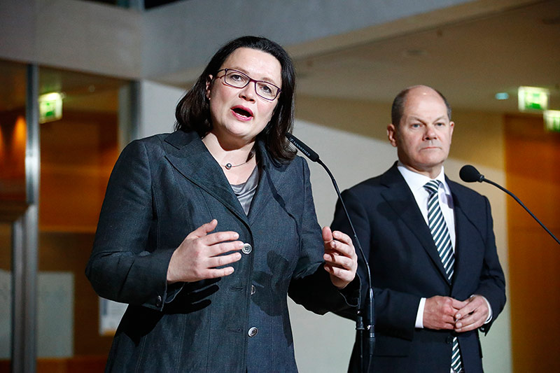 © Reuters/Fabrizio Bensch Andrea Nahles und Olaf Scholz