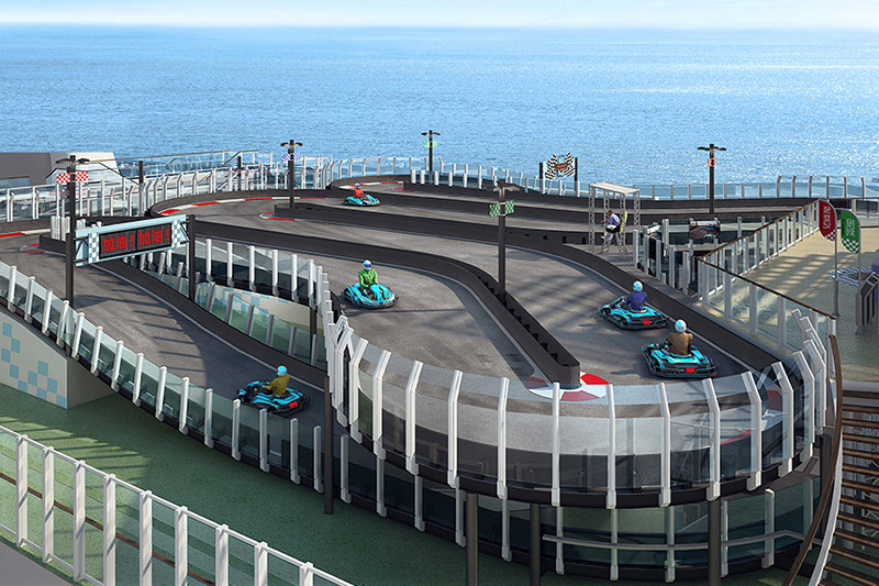 Kartbahn auf Kreuzfahrtschiff