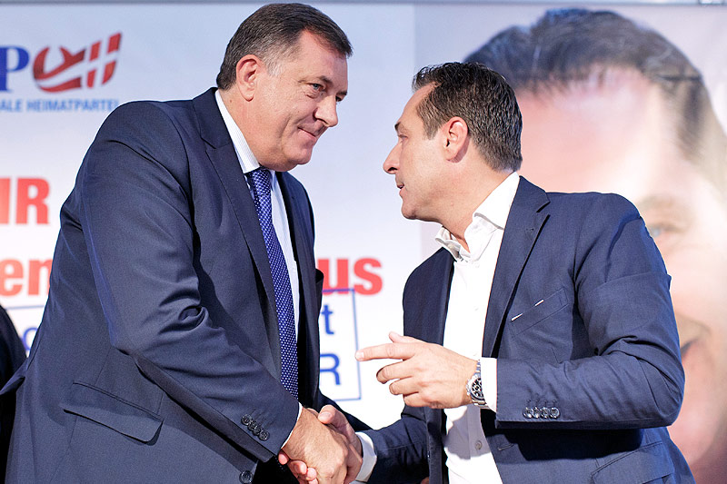 © APA/Georg Hochmuth Der Präsident der bosnischen Republika Srpska, Milorad Dodik und Vizekanzler Heinz-Christian Strache (FPÖ)
