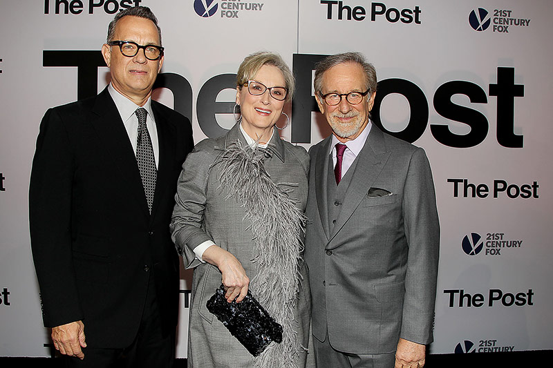 Schauspieler Tom Hanks, Schauspielerin Meryl Streep und Regisseur Steven Spielberg