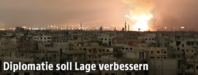 Luftaufnahme von Ostghuta w&auml;hrend einer Explosion