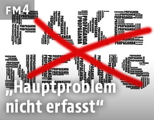 Bild mit Schrift zeigt "Fake News"