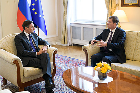 © APA/AFP/Jure Makovec Sloweniens Präsident Borut Pahor und Sloweniens Regierungschef Miro Cerar