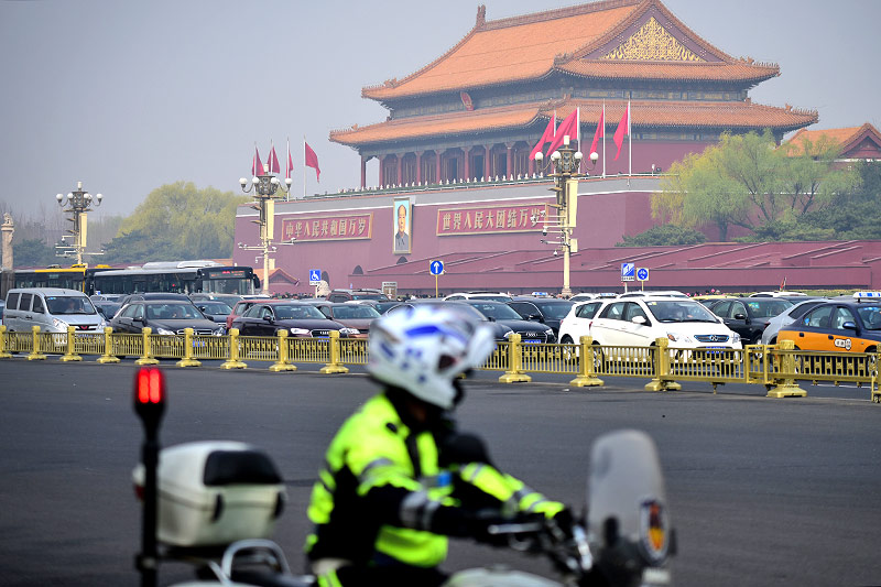 Polizei am Tiananmen Platz in Peking