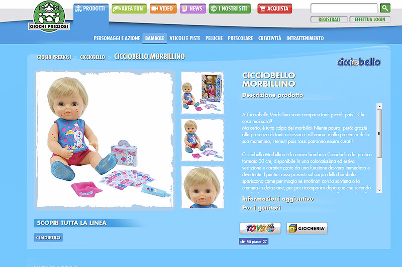 © www.giochipreziosi.it Screenshot der Produktwebsite von Giochipreziosi