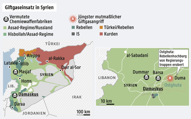 © Grafik: APA/ORF.at; Quelle: APA/BBC/Institute for the Study of War/liveuamap.com Grafik zu Syrien