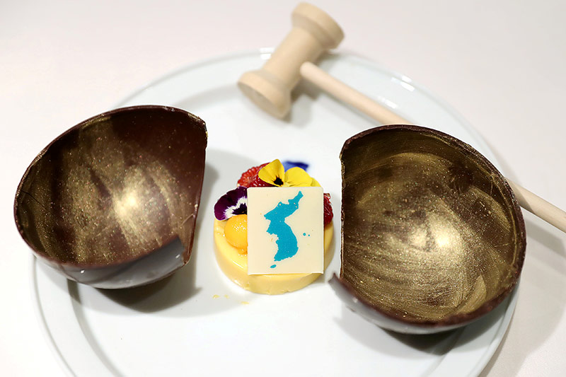 © Reuters/The Presidential Blue House Das Mangodessert, das beim Treffen zwischen Nordkorea und Südkorea serviert werden soll