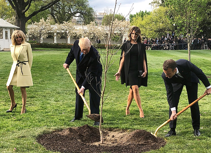 © Reuters/Steve Holland Brigitte Macron, Melania Trump