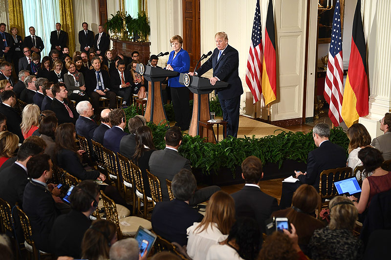 Deutsche Kanzlerin Merkel und US-Präsident Trump