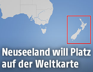 Karte zeigt Neuseeland