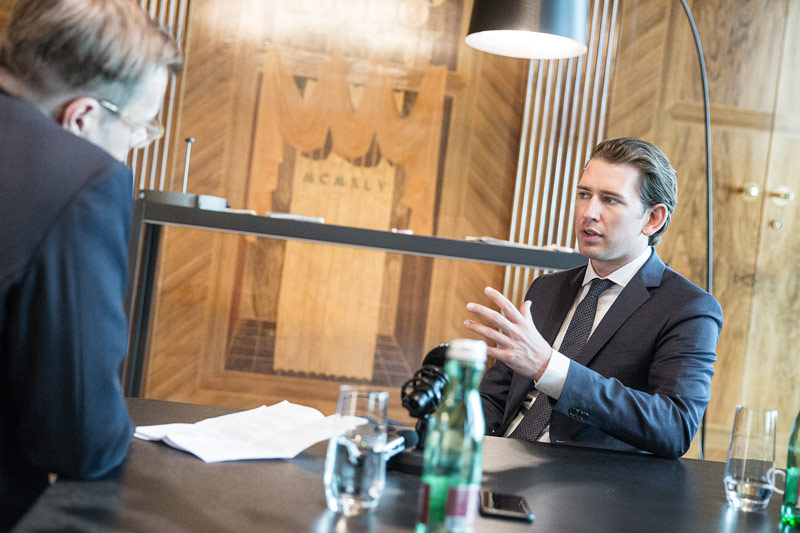 © ORF.at/Lukas Krummholz Bundeskanzler Sebastian Kurz im Interview