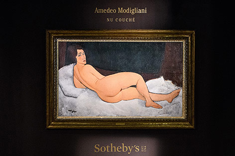 Das Gemälde "Nu couche (sur le cote gauche)" von Amedeo Modigliani