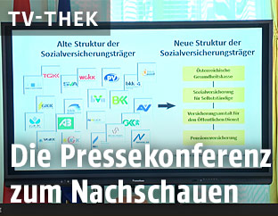 Bei Pressekonferenz gezeigter Screenshot der neuen Struktur der Sozialversicherungen