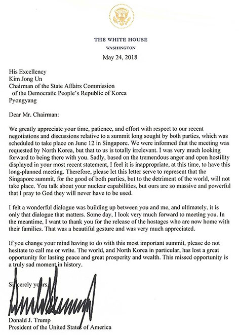 © APA/AFP/The White House Brief von Trump