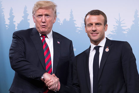 Handschlag von Donald Trump und Emmanuel Macron