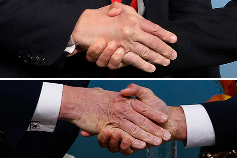 Handschlag von Donald Trump und Emmanuel Macron