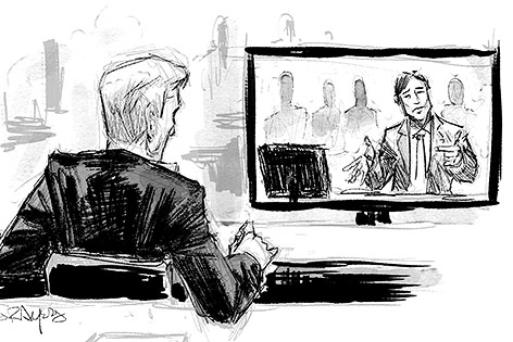© S.R.Ayers (Dossier.at) Zeichnung von Walter Meischberger und Karl-Heinz Grasser