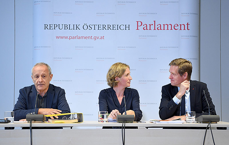 Peter Pilz (Liste Pilz), Stephanie Krisper (Neos) und Kai Jan Krainer (SPÖ)