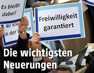Schild mit der Aufschrift "Freiwilligkeit garantiert"