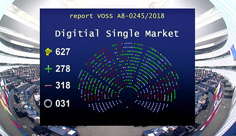© Europäisches Parlament Screen zeigt das Abstimmungsverhalten der EU-Parlamentarier
