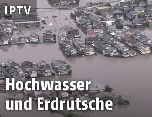 Überschwemmte Wohnsiedlung