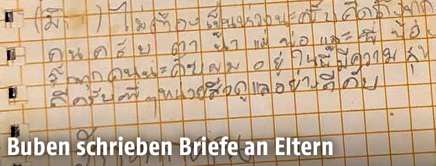 Brief von einem der in einer H&ouml;hle eingeschlossenen thail&auml;ndischen Buben